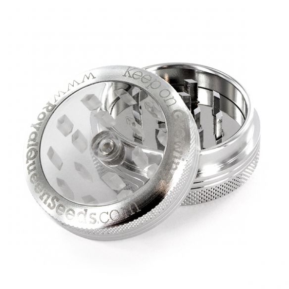 GRINDER ALUMINIO TAPA TRANSPARENTE 2 PIEZAS-ROYAL QUEEN SEEDS