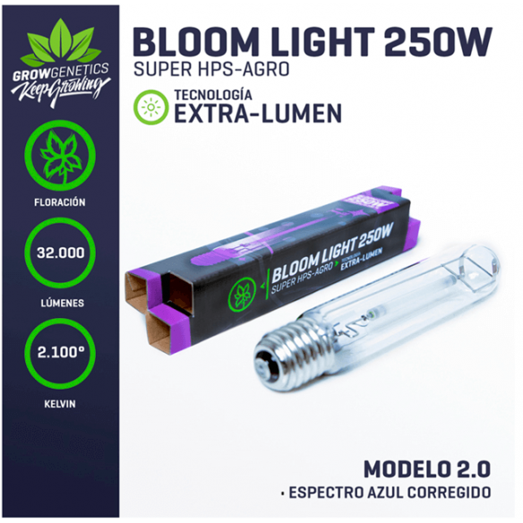 AMPOLLETA SODIO 250W EXTRA LUMEN-GROW GENETICS