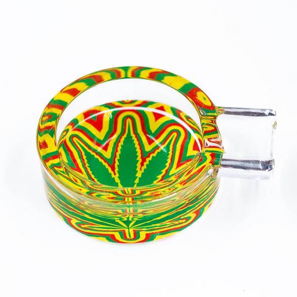 Cenicero Circular De Vidrio Cannabis
