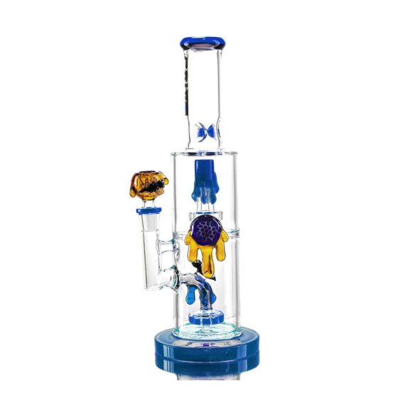 BEE WATERPIPE BLUE 35CM-CALVO GLASS