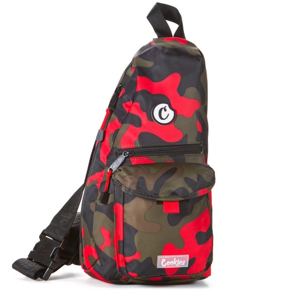 SF TRAVELER SLING BAG SMELL PROOF RED CAMO-COOKIES
