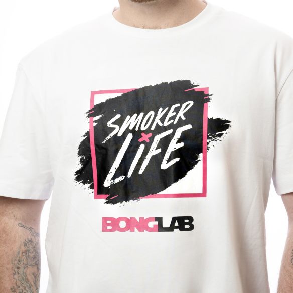 WHITE SHIRT SMOKER LIFE LOGO M-BONGLAB