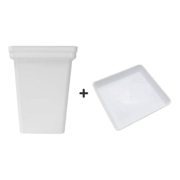 PACK EXTERIOR MACETA Y PLATO BLANCO 18LT 6UD